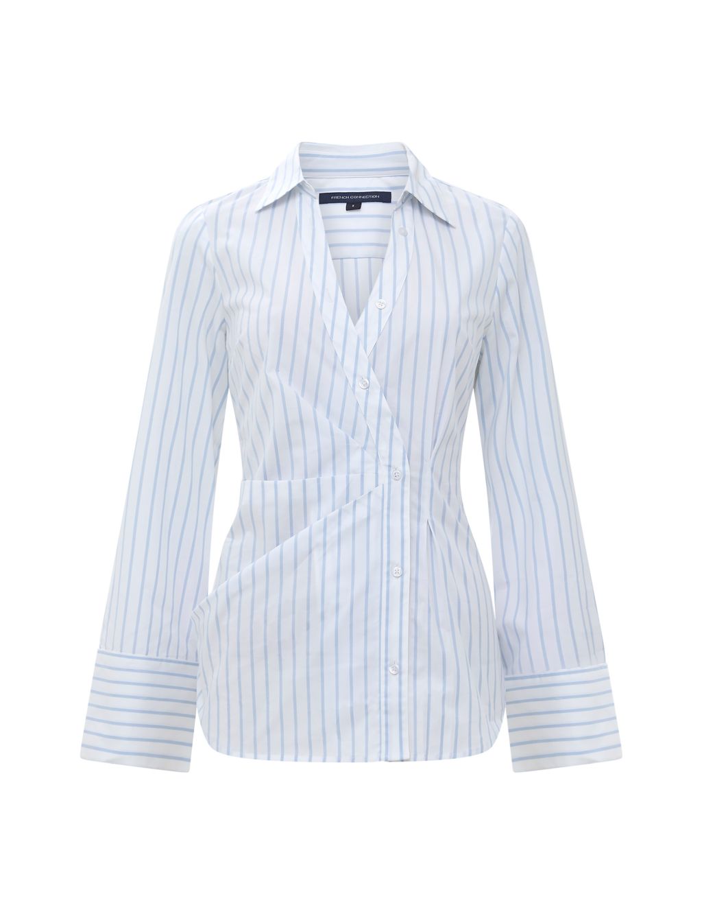 Cotton Rich Striped Asymmetric Collared Shirt 1 of 4
