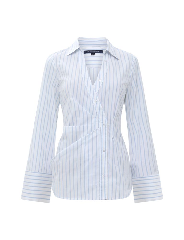 Cotton Rich Striped Asymmetric Collared Shirt 2 of 4