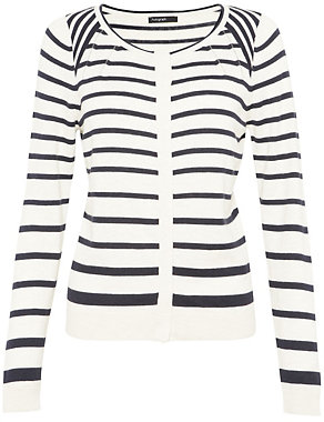 Cotton Rich Striped Cardigan with Silk Image 2 of 6