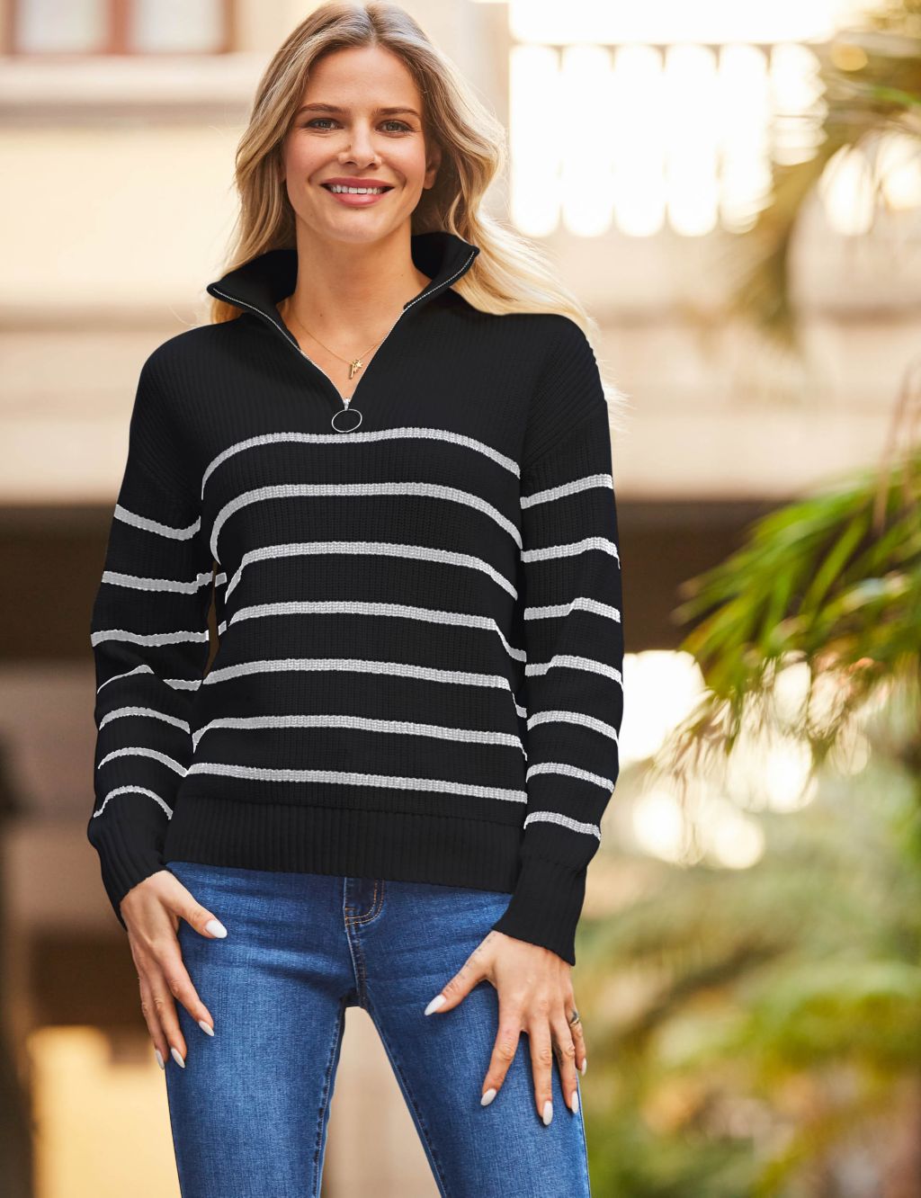 Cotton Rich Striped Collared Jumper 5 of 5