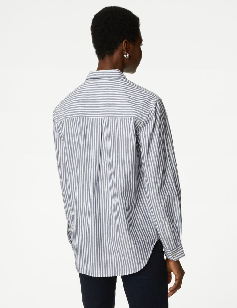 Cotton Rich Striped Collared Shirt | M&S Collection | M&S