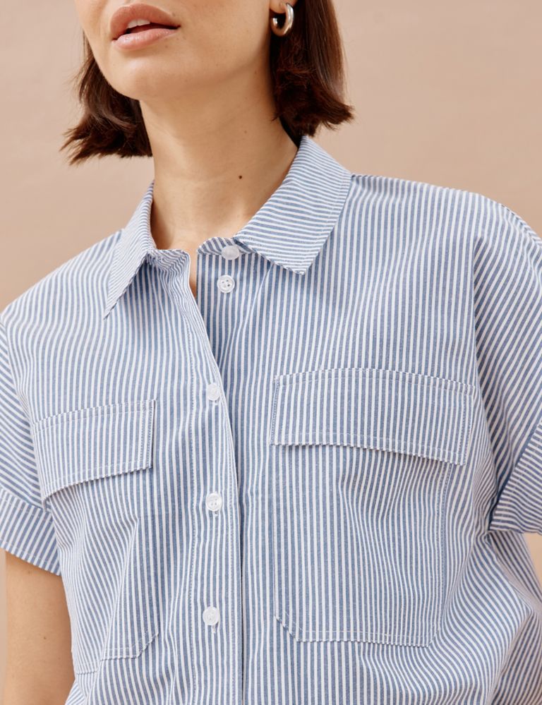 Cotton Rich Striped Collared Shirt 5 of 5