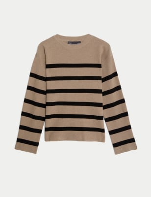 Cotton Rich Striped Crew Neck Jumper Image 2 of 7