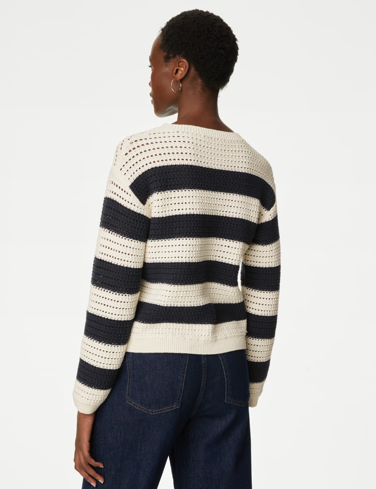 Striped crew neck jumper clearance
