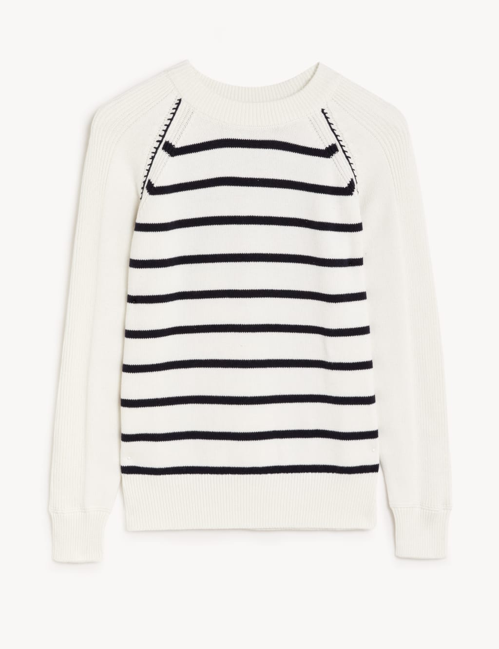 Cotton Rich Striped Crew Neck Jumper M&S Collection M&S