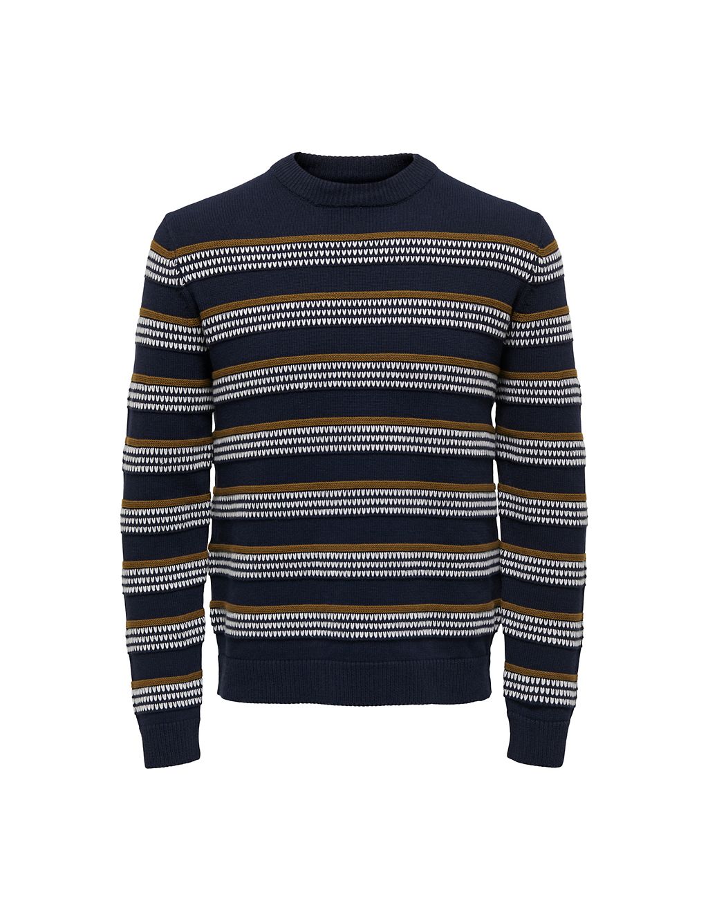 Cotton Rich Striped Crew Neck Jumper | ONLY & SONS | M&S