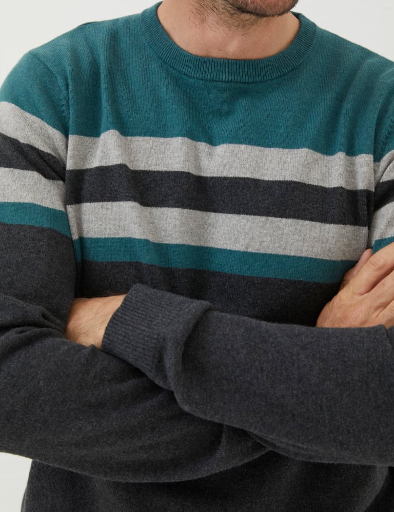 Cotton Rich Striped Crew Neck Jumper FatFace M&S