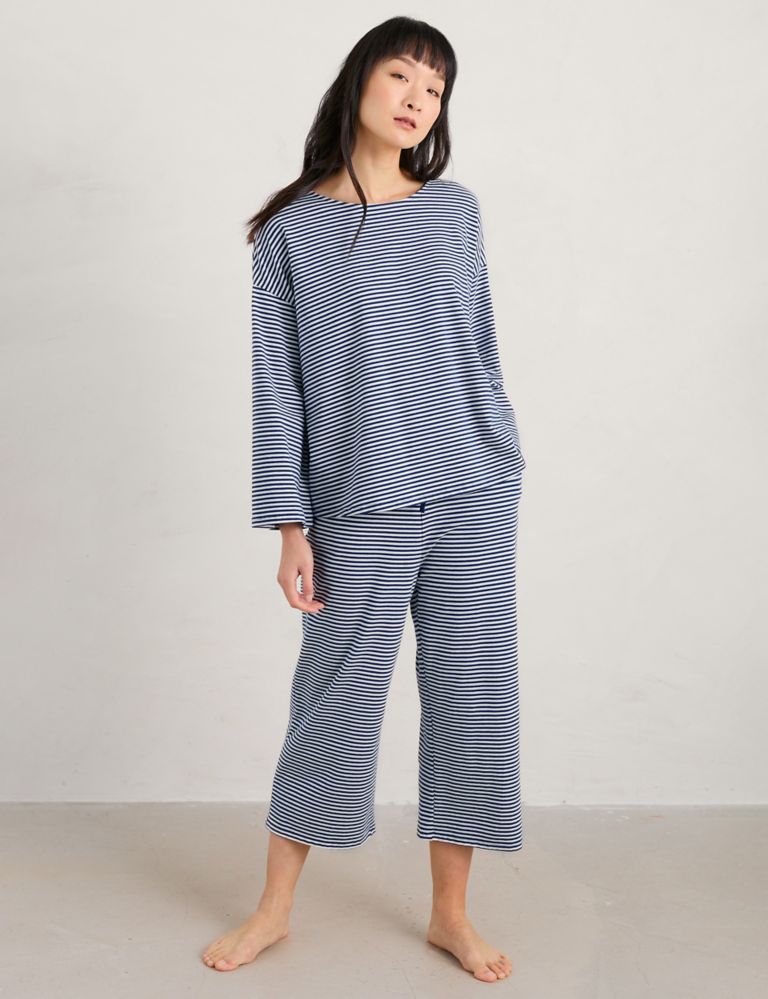 Cotton Rich Striped Cropped Pyjama Set 1 of 1