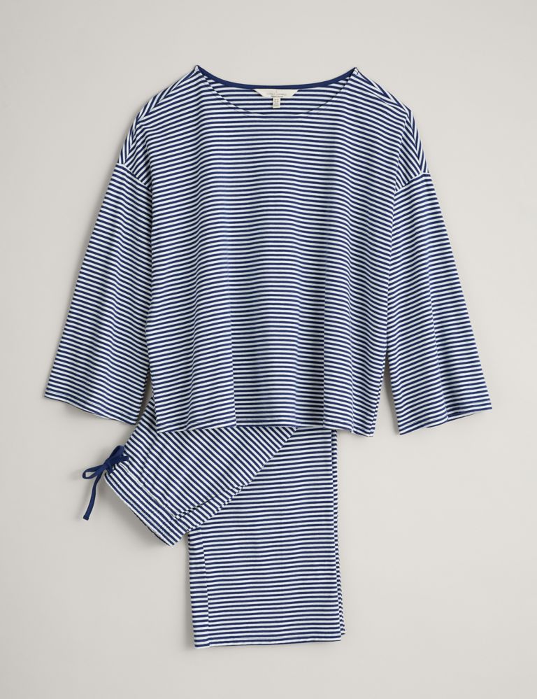 Cotton Rich Striped Cropped Pyjama Set 2 of 5
