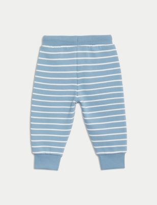 Cotton Rich Striped Dinosaur Joggers (0-3 Yrs) Image 2 of 3
