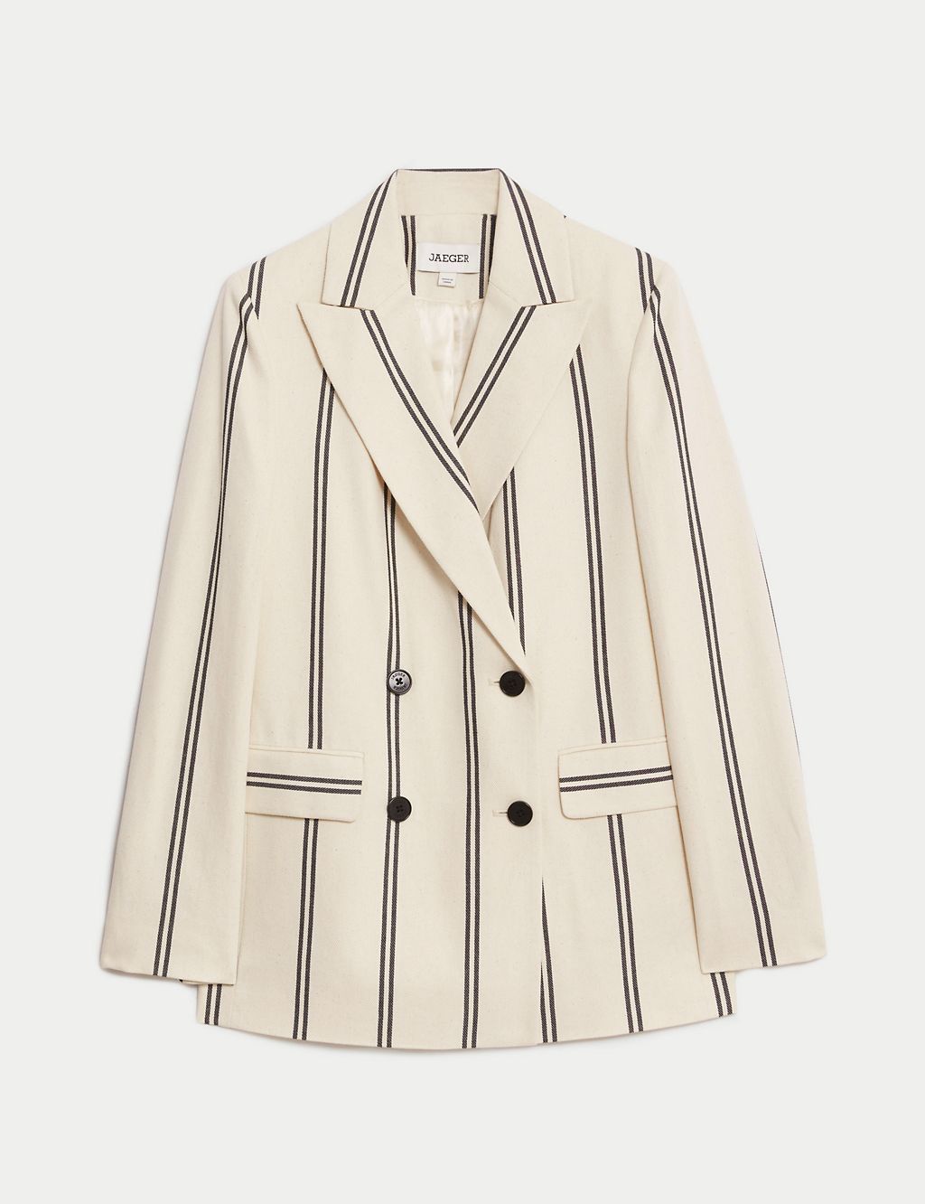 Cotton Rich Striped Double Breasted Jacket 1 of 11