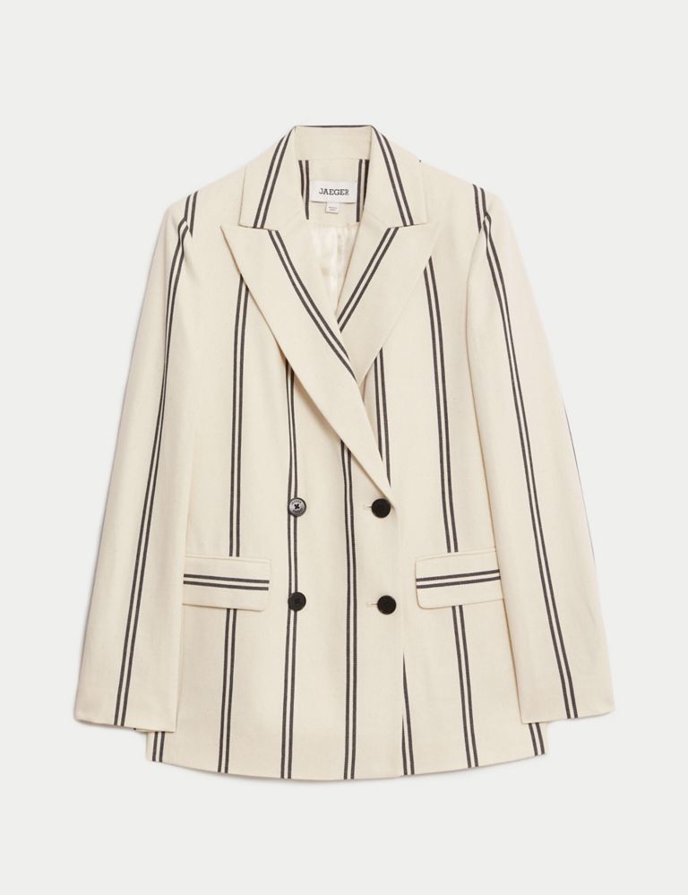 Cotton Rich Striped Double Breasted Jacket 2 of 11