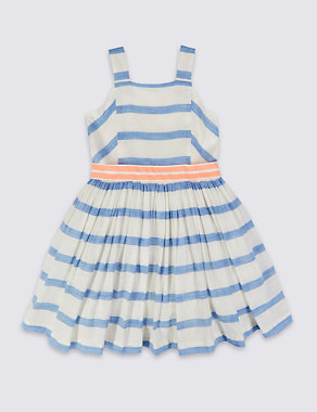 Cotton Rich Striped Dress (1-10 Years) Image 2 of 3