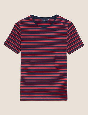 Cotton Rich Striped Fitted T-Shirt Image 2 of 6