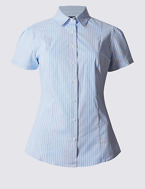 Cotton Rich Striped Fuller Bust Shirt Image 2 of 4