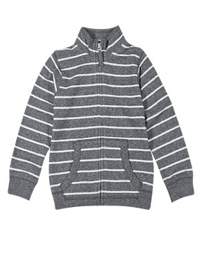 Cotton Rich Striped Funnel Neck Sweat Top (1-7 Years) Image 2 of 3
