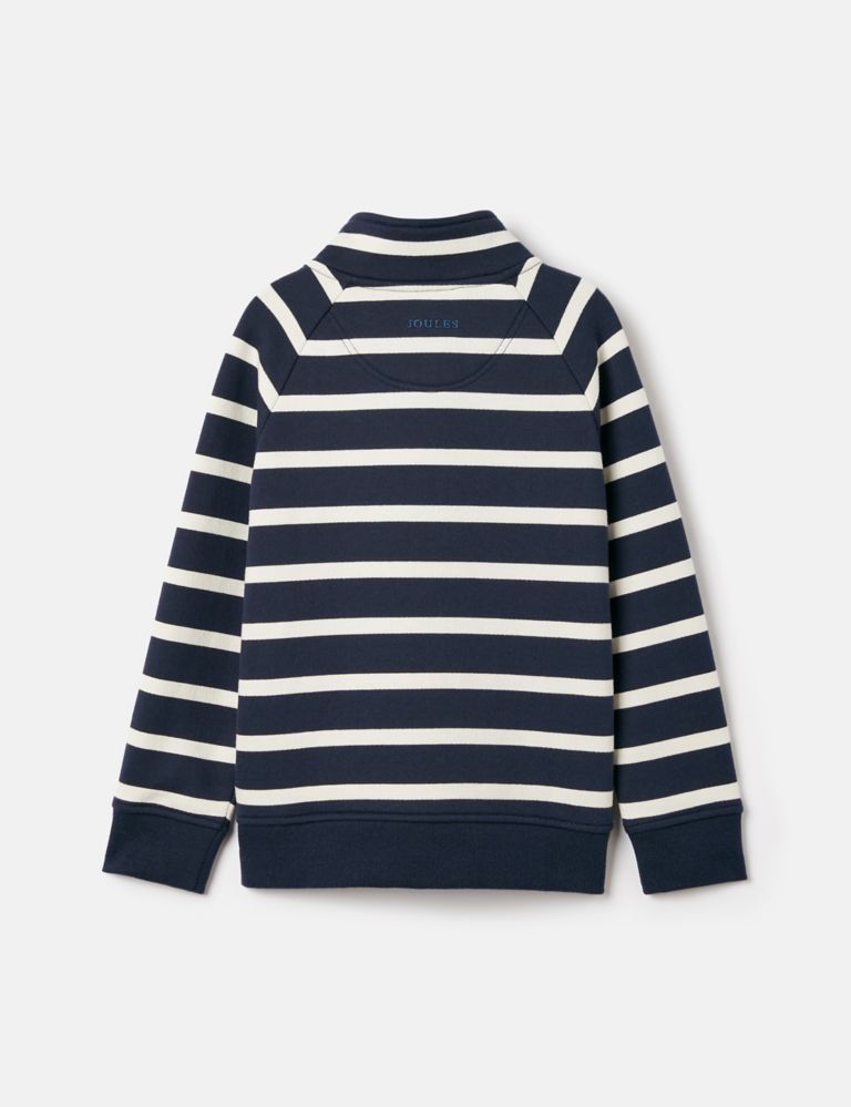 Cotton Rich Striped Half Zip Sweatshirt (2-12 Yrs) 2 of 6