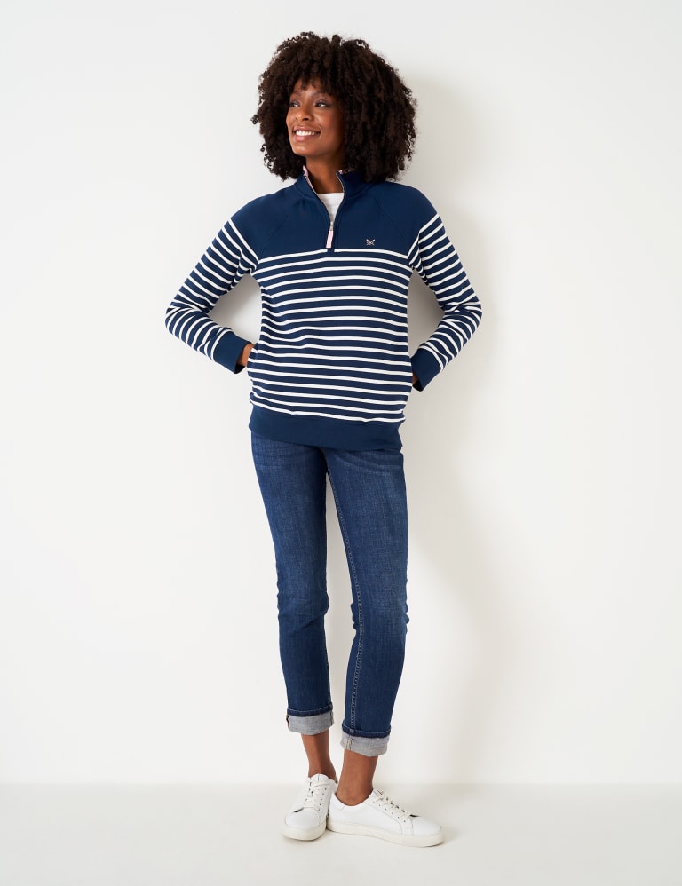 Cotton Rich Striped Half Zip Sweatshirt 5 of 5