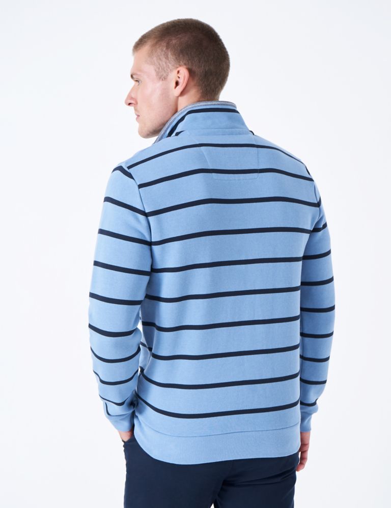 Cotton Rich Striped Half Zip Sweatshirt 4 of 5
