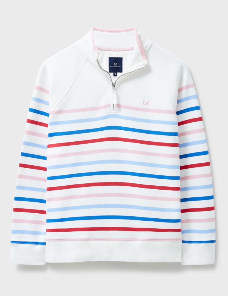 Buy Cotton Rich Striped Half Zip Sweatshirt | Crew Clothing | M&S