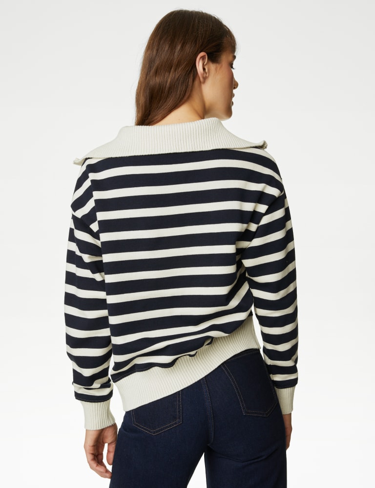 Striped half zip sweatshirt discount