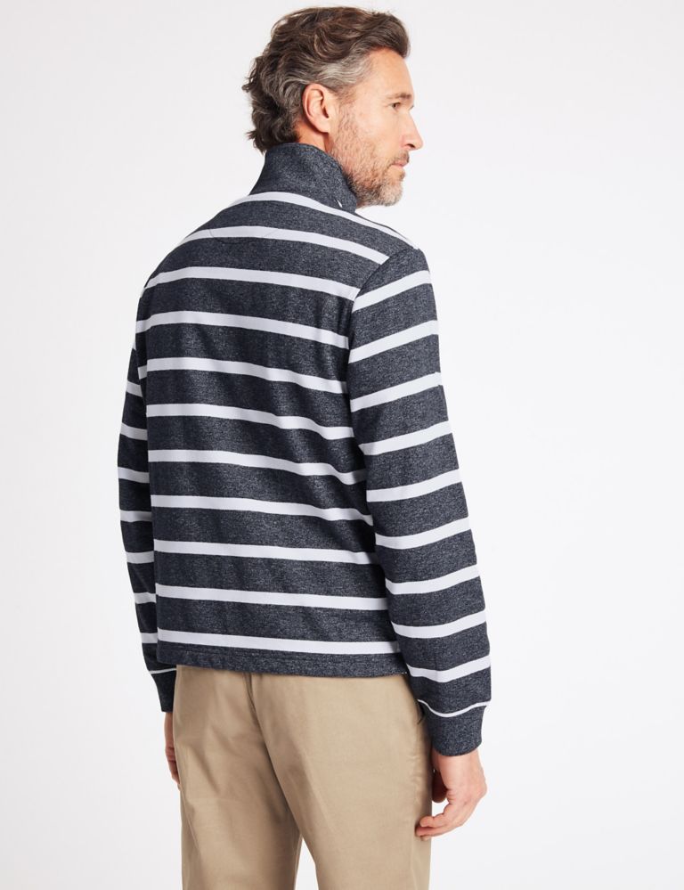 Cotton Rich Striped Half Zipped Sweatshirt 4 of 5