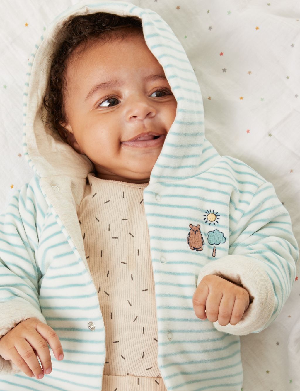 Cotton Rich Striped Hooded Jacket (7lbs-1 Yrs) 2 of 4