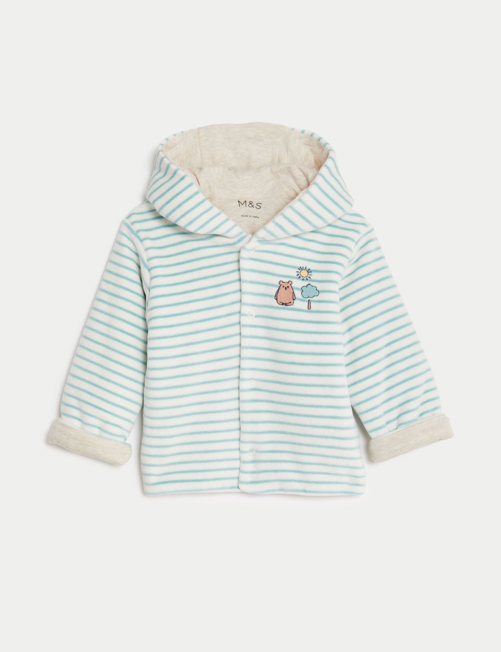 Cotton Rich Striped Hooded Jacket (7lbs-1 Yrs) 1 of 4
