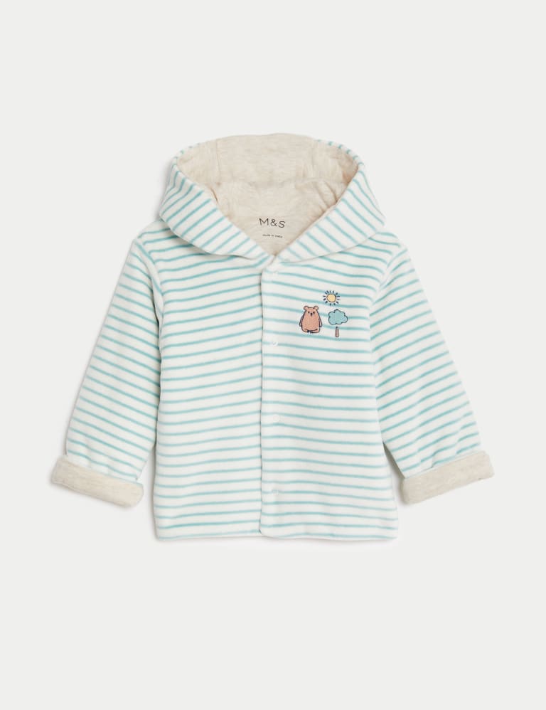 Cotton Rich Striped Hooded Jacket 7lbs 1 Yrs