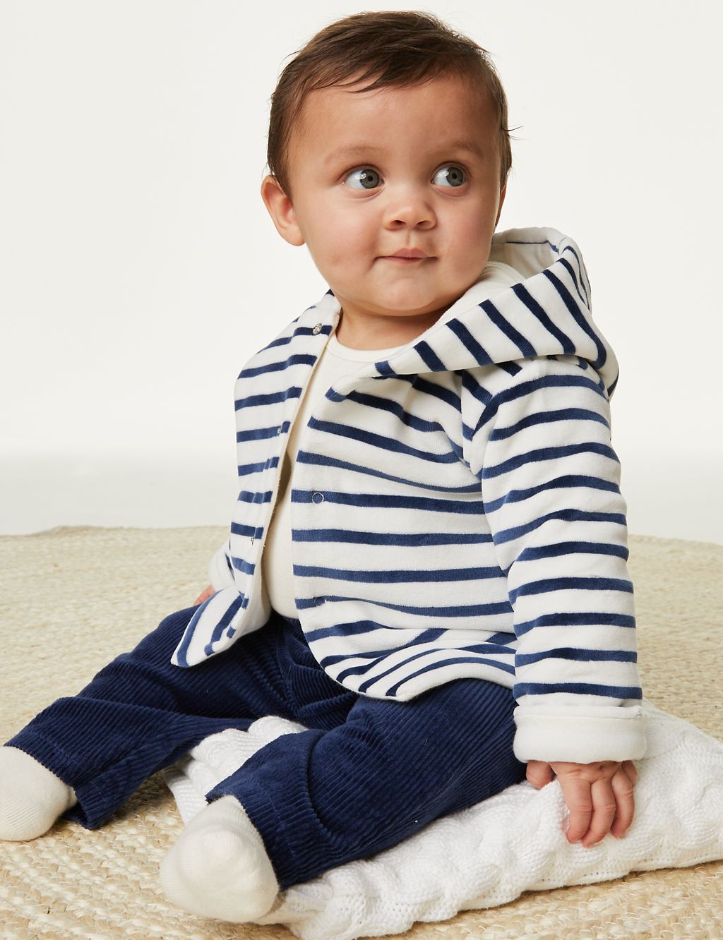 Cotton Rich Striped Hooded Jacket (7lbs-1 Yrs) 5 of 5