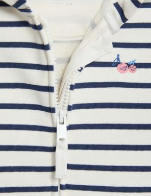 Cotton Rich Striped Hoodie (0-3 Yrs) Image 2 of 3