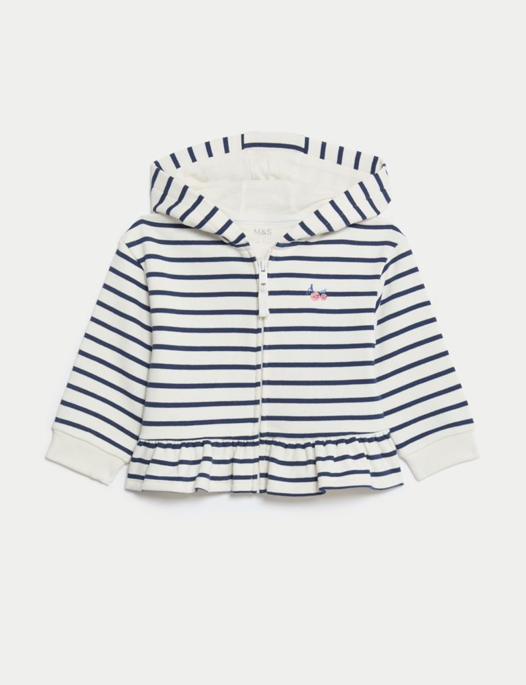 Cotton Rich Striped Hoodie (0-3 Yrs) 1 of 3