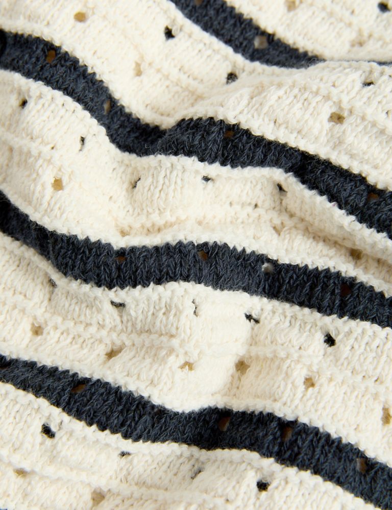 Cotton Rich Striped Knitted Crew Neck Jumper 6 of 6