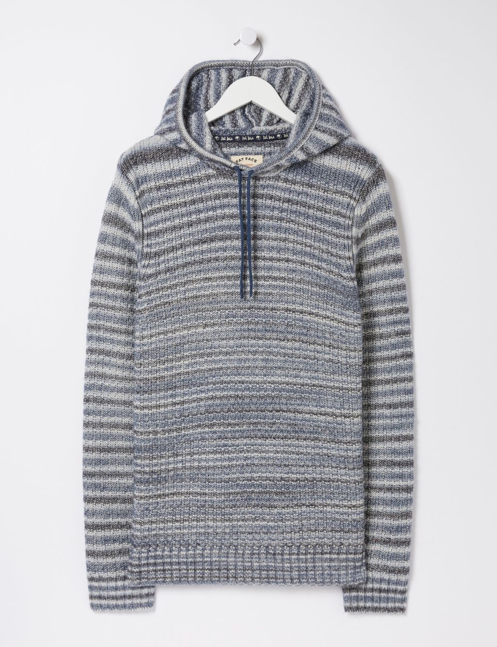 Cotton Rich Striped Knitted Hoodie 1 of 5