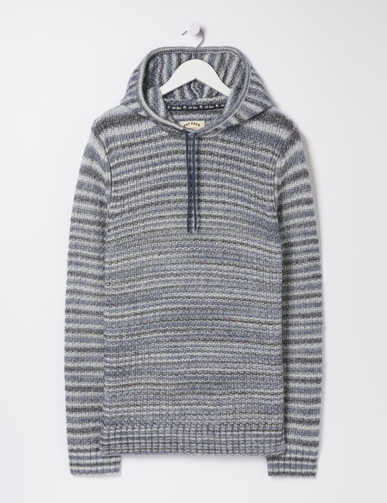 Cotton Rich Striped Knitted Hoodie FatFace M&S