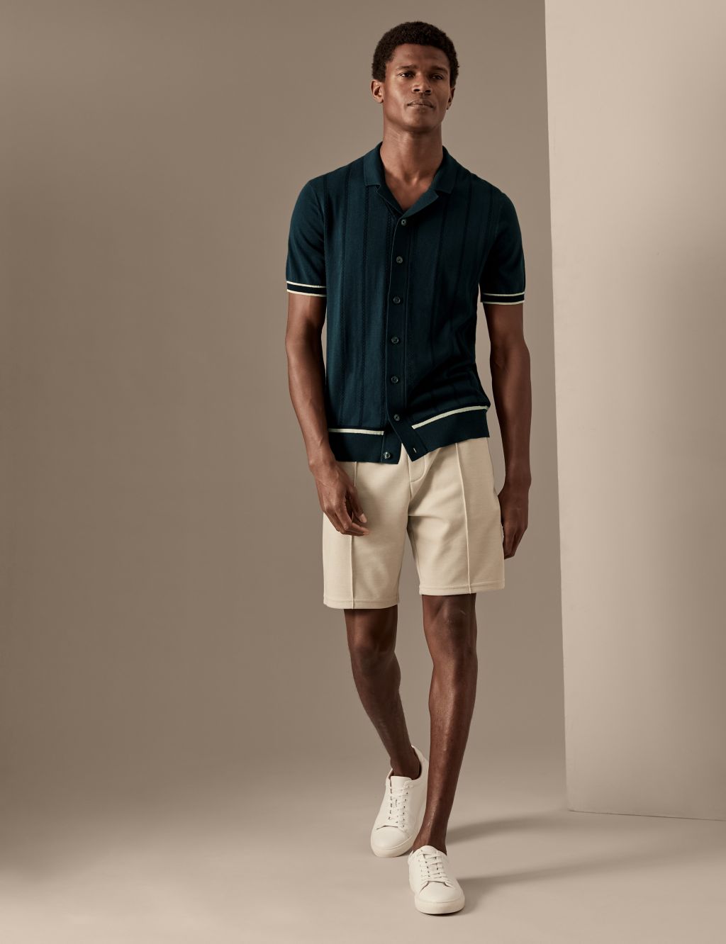 Cotton Rich Striped Knitted Polo Shirt | Autograph | M&S