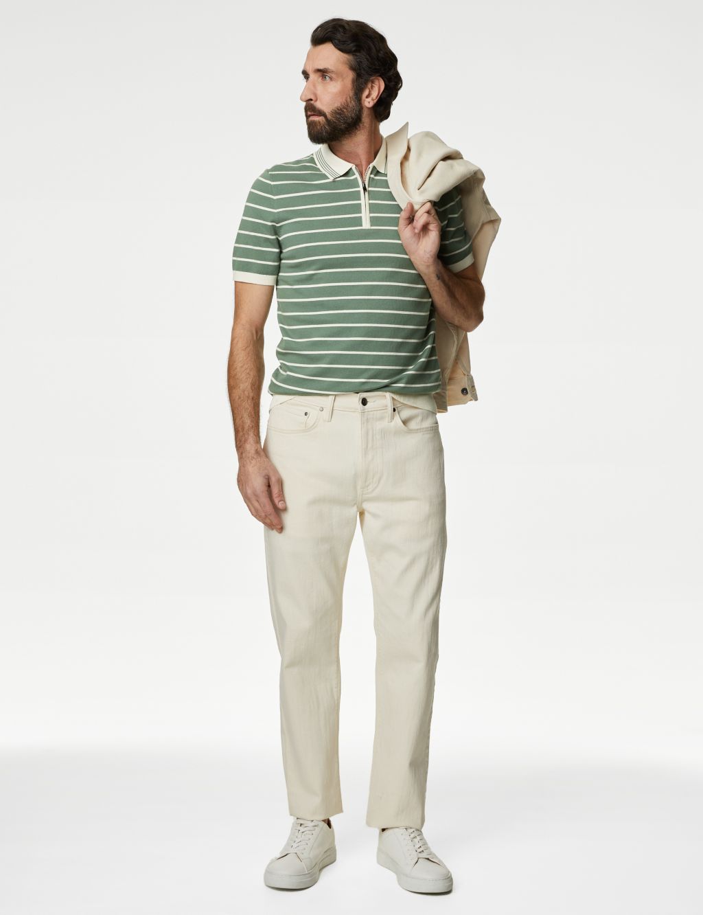 Cotton Rich Striped Knitted Polo Shirt 2 of 5