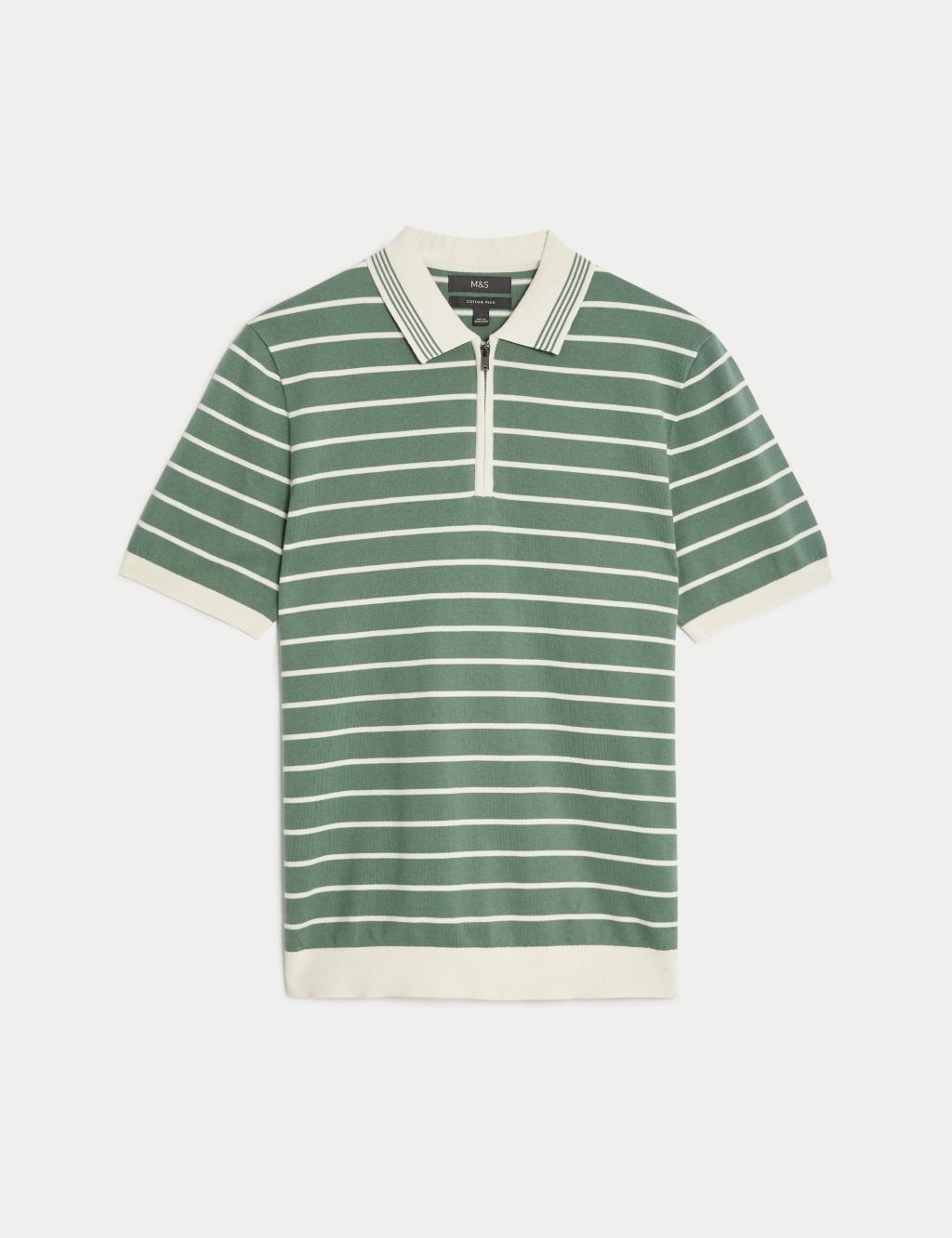 Cotton Rich Striped Knitted Polo Shirt | M&S Collection | M&S