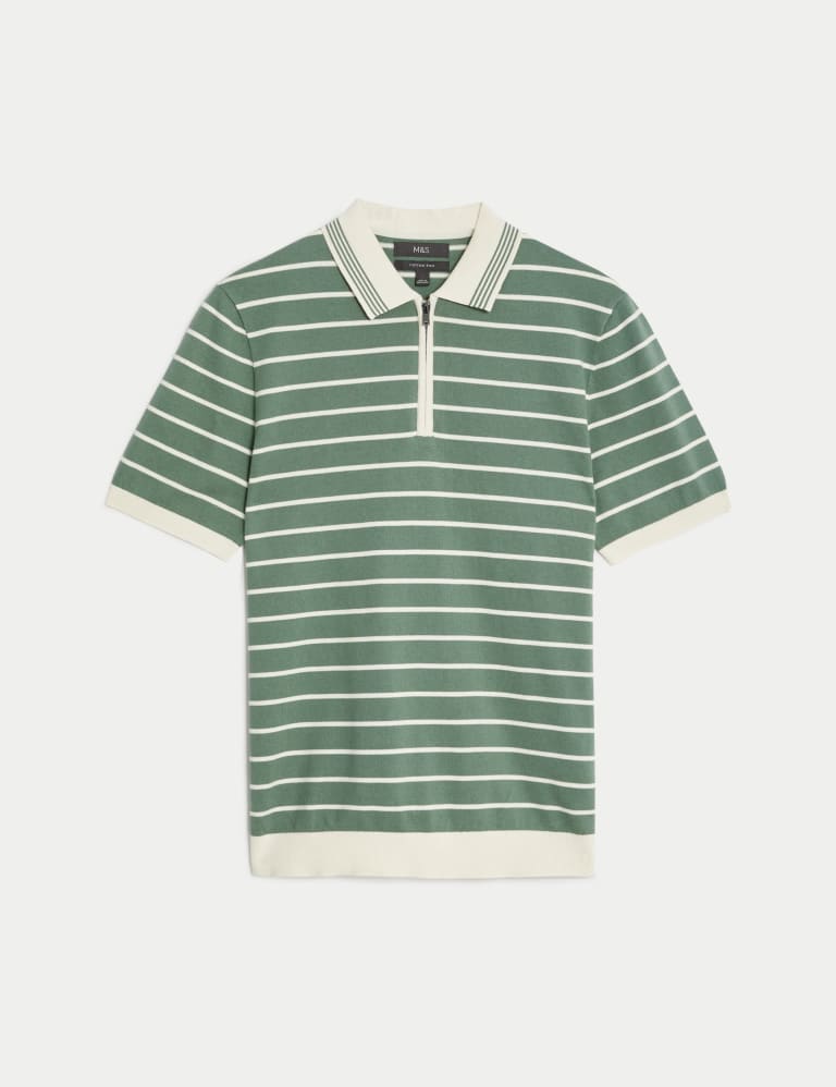 Mens green striped 2025 polo shirt