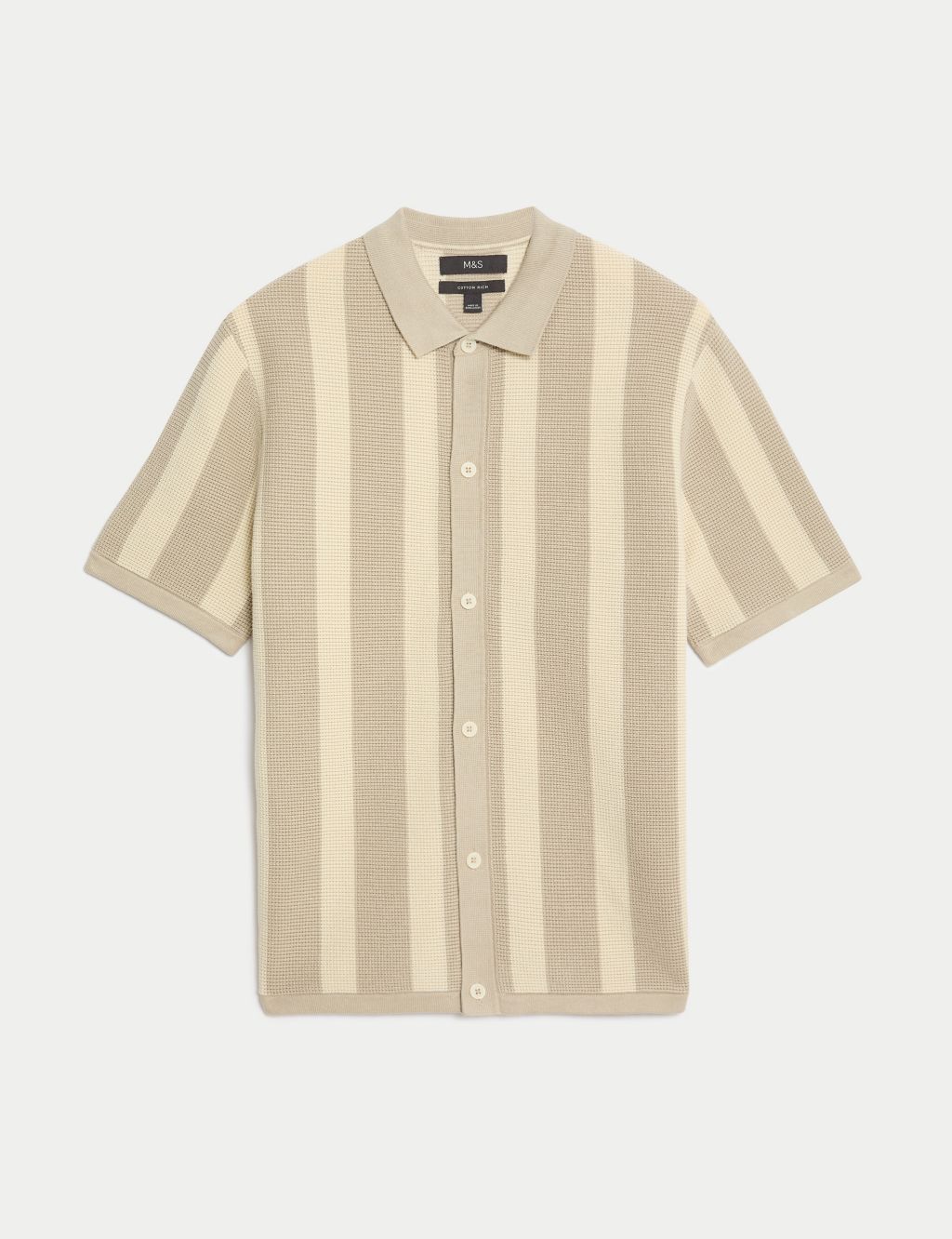Cotton Rich Striped Knitted Polo Shirt 1 of 7