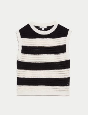 Cotton Rich Striped Knitted Top Image 2 of 6