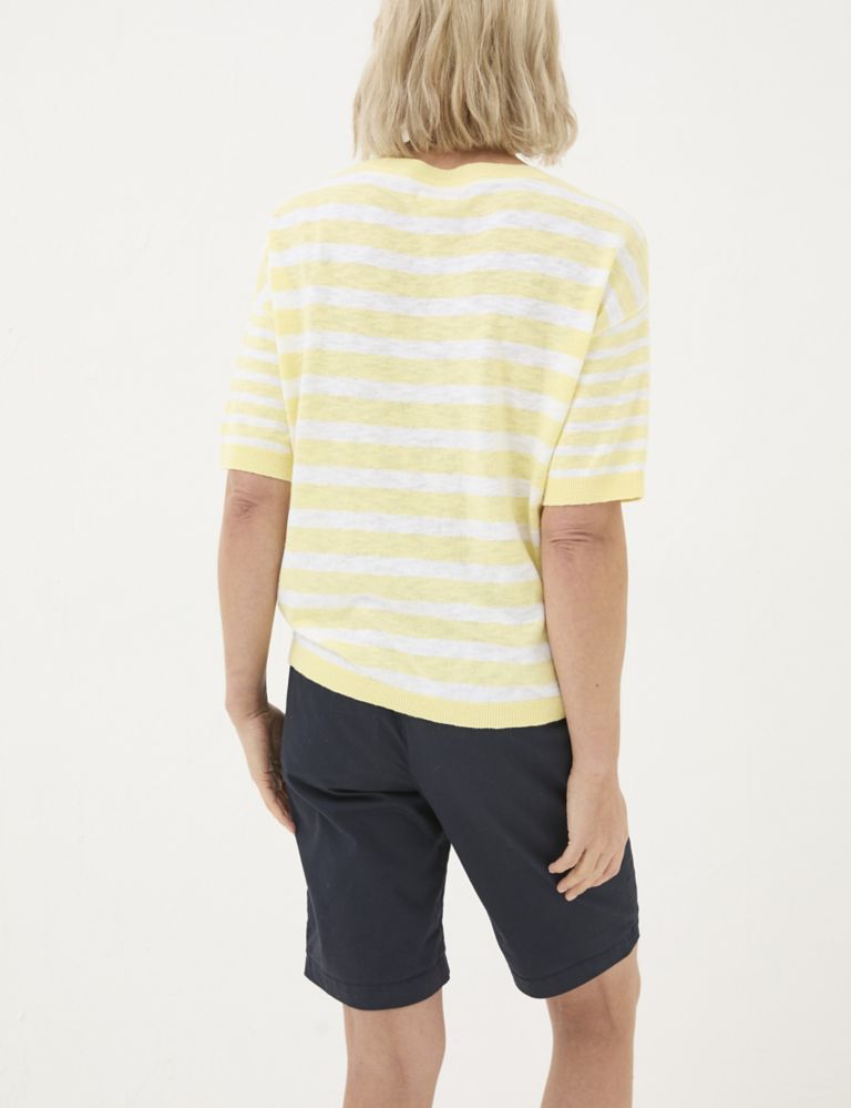 Cotton-Rich Striped Knitted Top with Linen 3 of 5