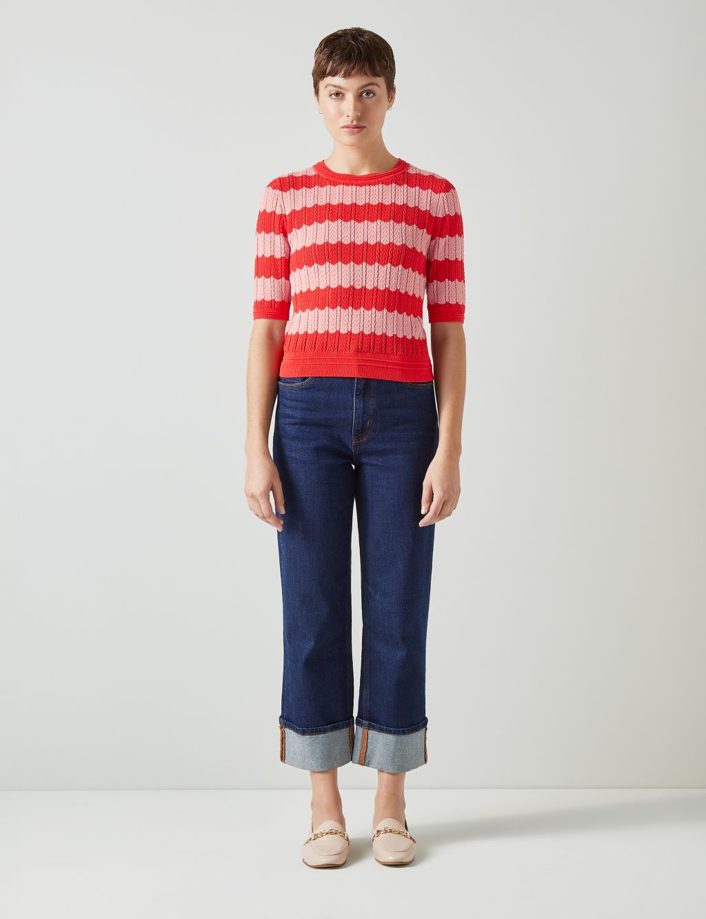 Cotton Rich Striped Knitted Top 3 of 4