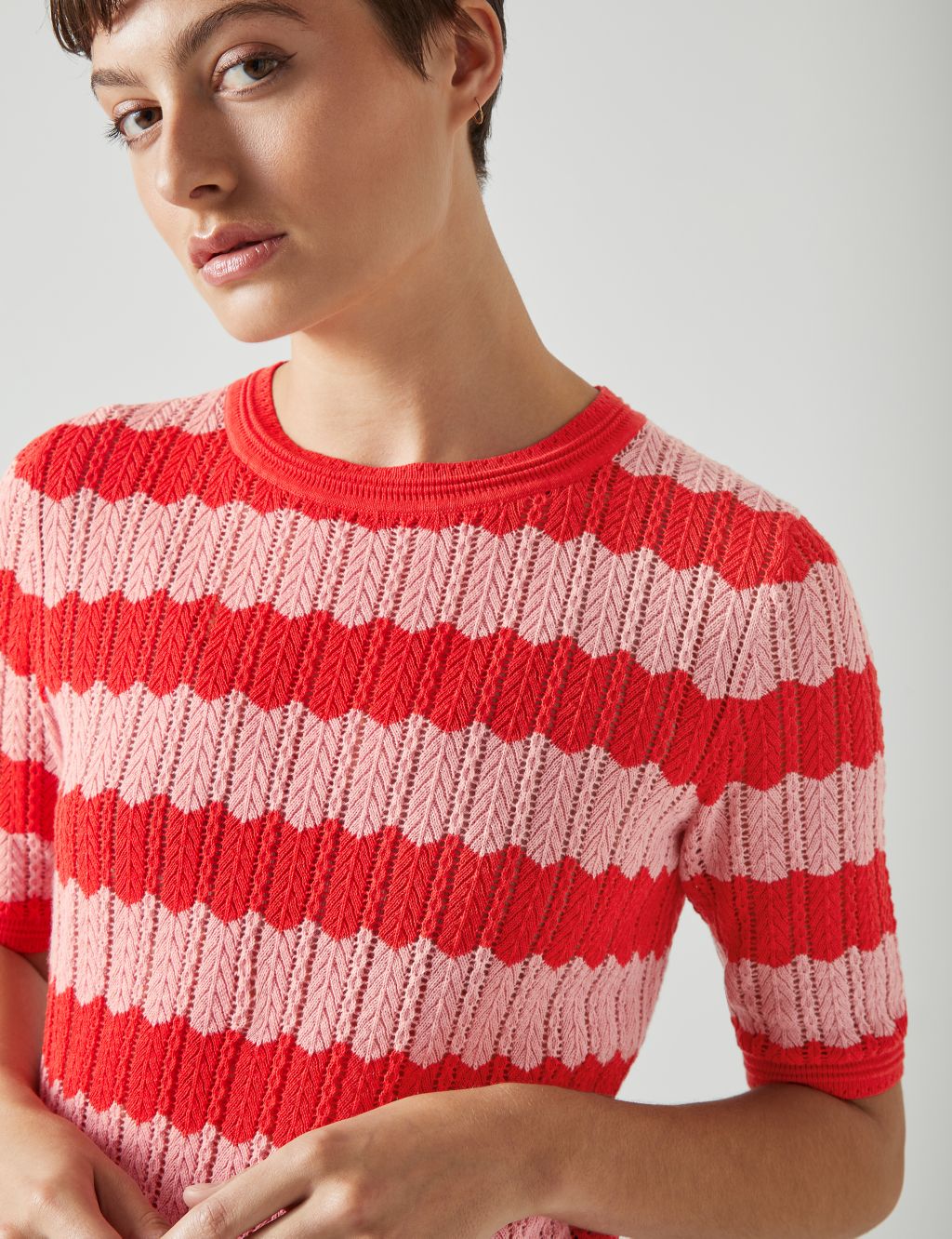 Cotton Rich Striped Knitted Top 2 of 4