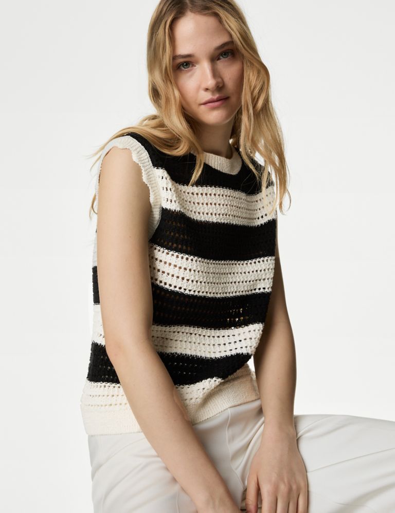 Cotton Rich Striped Knitted Top 3 of 6