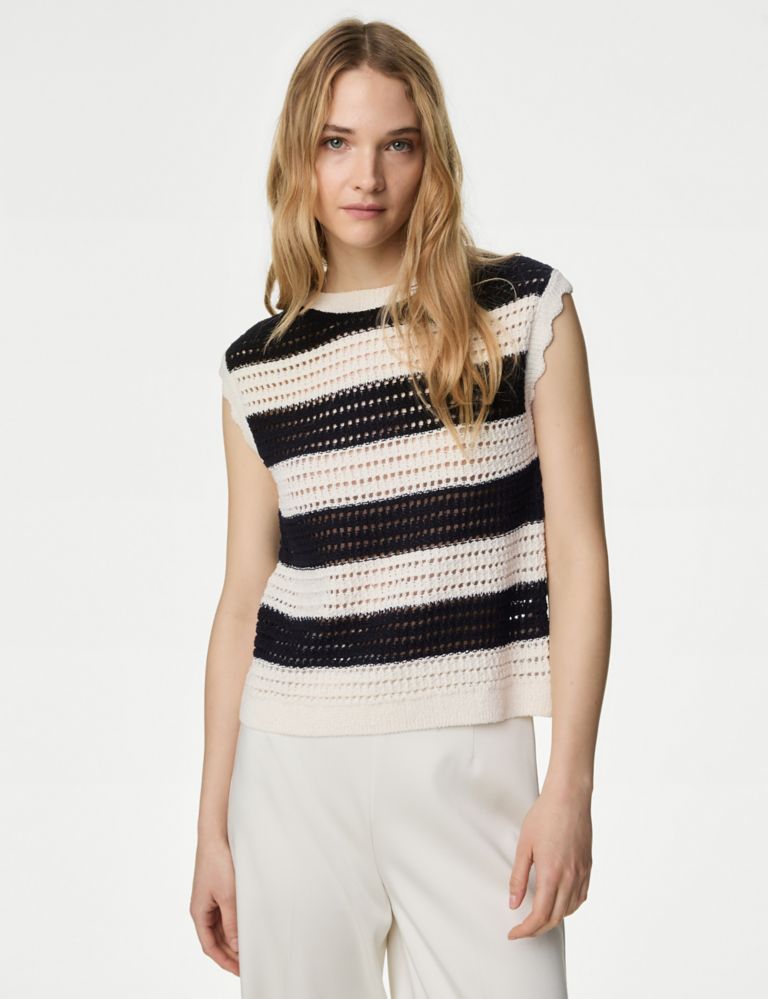 Cotton Rich Striped Knitted Top 4 of 6
