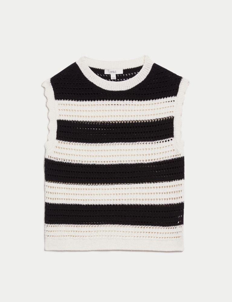 Cotton Rich Striped Knitted Top 2 of 6