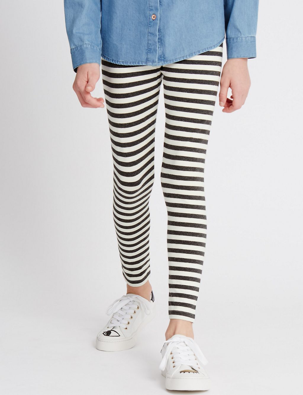 Cotton Rich Striped Leggings with StayNEW™ (3-14 Years) 3 of 5