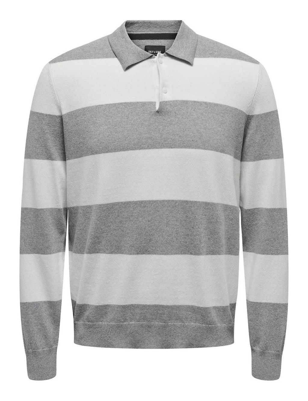 Cotton Rich Striped Long Sleeve Polo Shirt 1 of 5