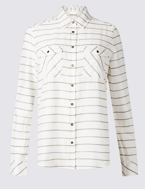 Cotton Rich Striped Long Sleeve Shirt Image 2 of 4